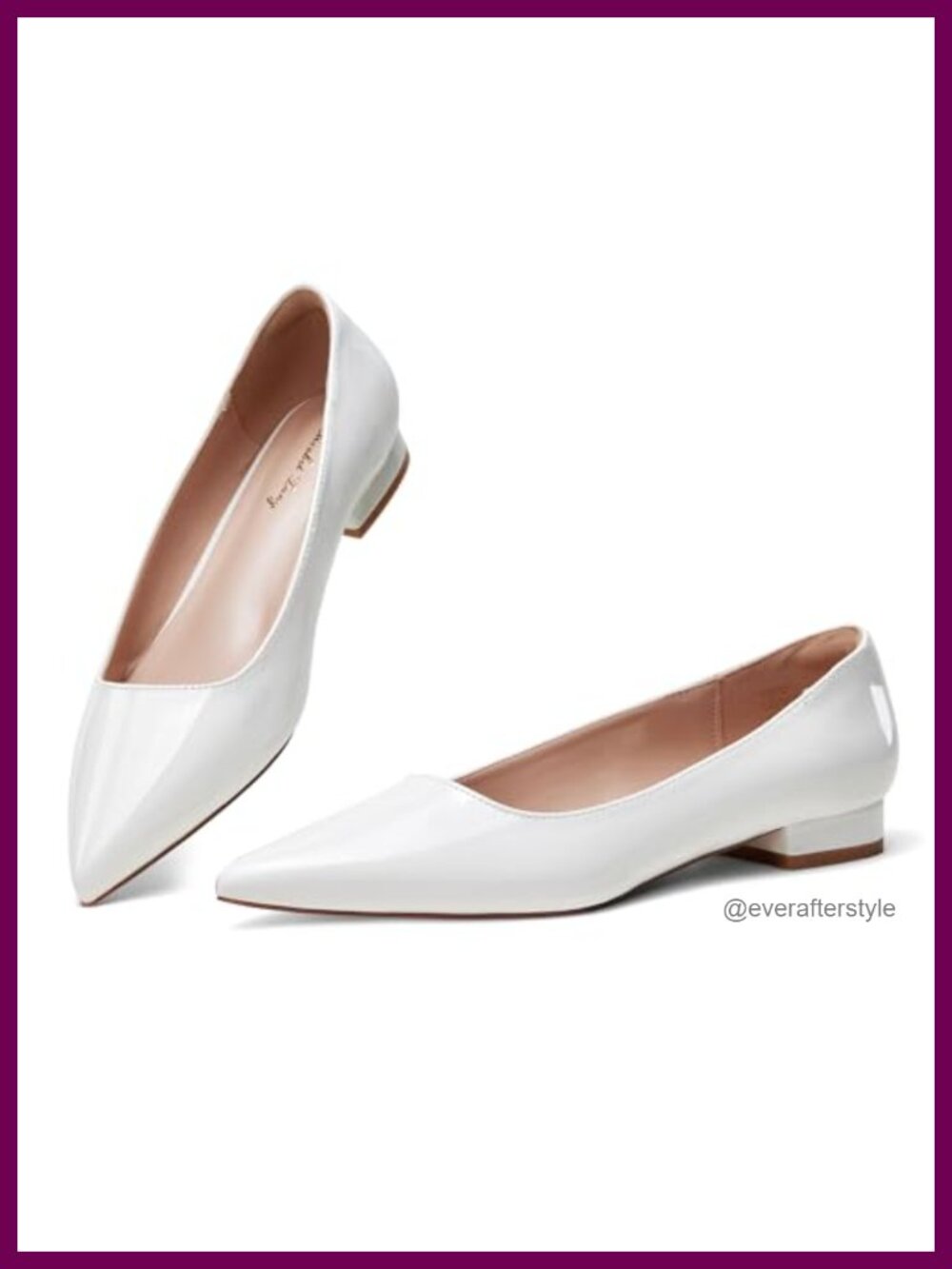 Pointed Toe Flats Faux Leather Slip-On Block Heel Comfort Walking Shoes